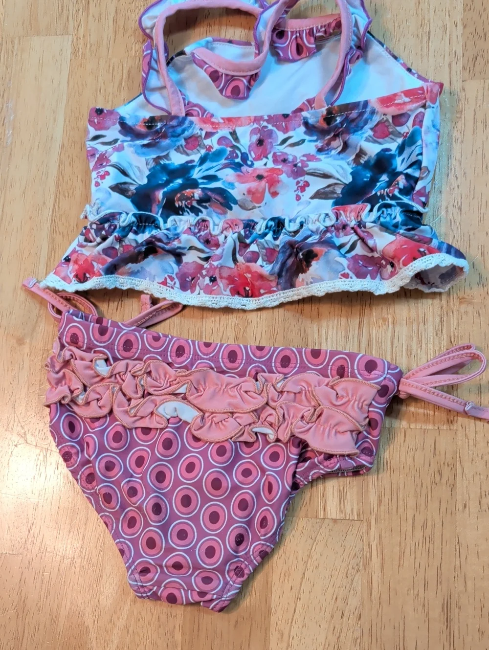 cheeky plum Girls Pink Floral & Geometric Two-Piece Swim Set